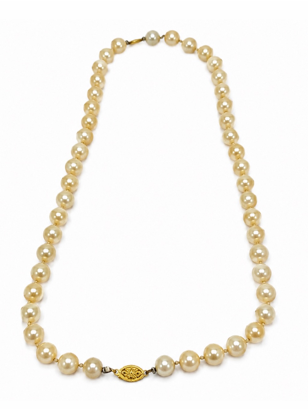 Vintage Graduated Pearl Necklace 11” Ivory Cream Gold Tone Clasp Elegant Jewelry